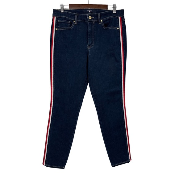 Tommy Hilfiger Denim - Tommy Hilfiger Tribeca Skinny Jeans Womens 10 Stripe Side Stretch Denim 32x28.5